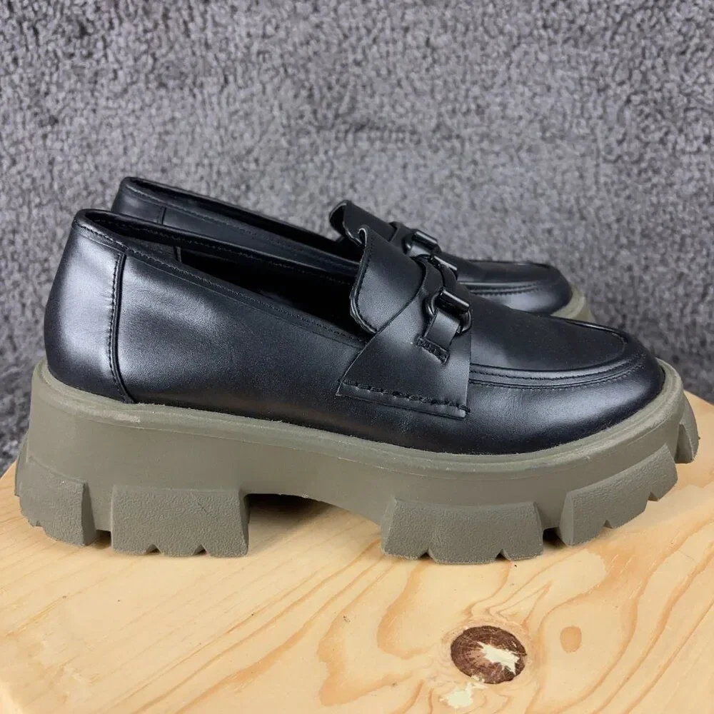 Steve Madden Shoes Trifecta Y2K Women Size 8 Leather Black Green Chunky Platform